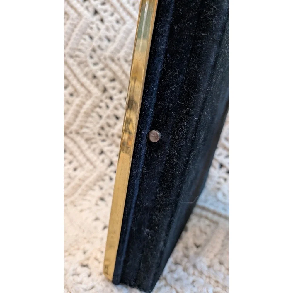 Vintage Brass Tiered Picture Frame with Hinged Photo Storage Box Velvet Back 8x6